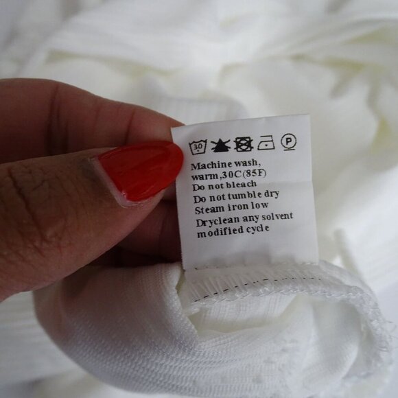 White Textured Stripe Pullover Top Women Size M Long Sleeve Casual - Picture 6 of 9